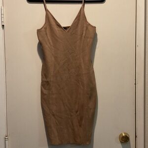 Windsor Tan Spaghetti-Strap V-Neck Mini Dress